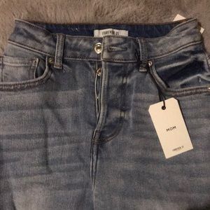 Light wash high rise mom jeans